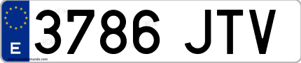 Ejemplo de matrícula de coche ordinaria 3786 JTV