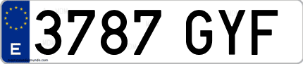 Ejemplo de matrícula de coche ordinaria 3787 GYF