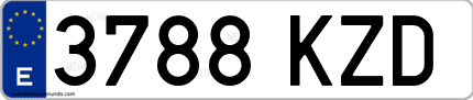 Ejemplo de matrícula de coche ordinaria 3788 KZD