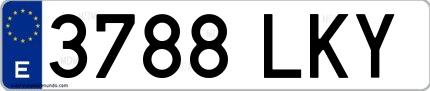 Ejemplo de matrícula española 3788 LKY