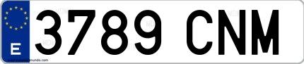 Ejemplo de matrícula española 3789 CNM