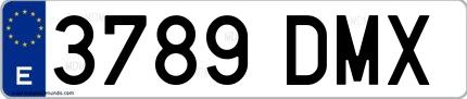 Ejemplo de matrícula española 3789 DMX