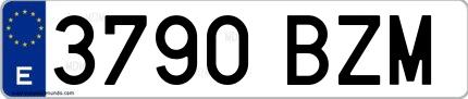 Ejemplo de matrícula española 3790 BZM