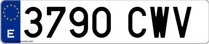 Ejemplo de matrícula española 3790 CWV