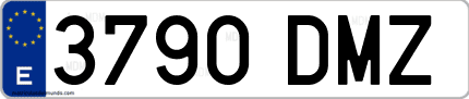 Ejemplo de matrícula de coche ordinaria 3790 DMZ