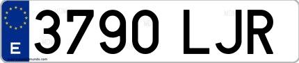 Ejemplo de matrícula española 3790 LJR