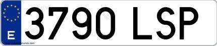 Ejemplo de matrícula española 3790 LSP