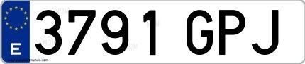 Ejemplo de matrícula española 3791 GPJ