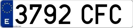 Ejemplo de matrícula española 3792 CFC
