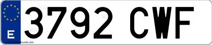 Ejemplo de matrícula española 3792 CWF