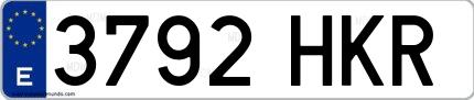Ejemplo de matrícula española 3792 HKR
