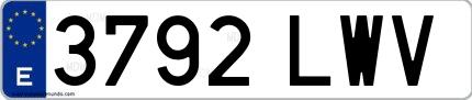 Ejemplo de matrícula española 3792 LWV