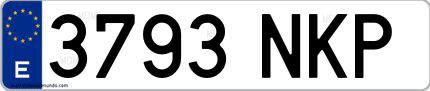 Ejemplo de matrícula española 3793 NKP
