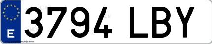 Ejemplo de matrícula española 3794 LBY
