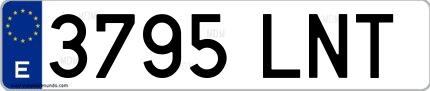 Ejemplo de matrícula española 3795 LNT
