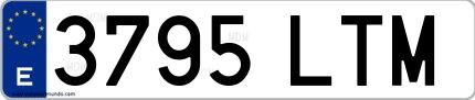 Ejemplo de matrícula española 3795 LTM