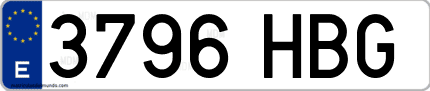 Ejemplo de matrícula de coche ordinaria 3796 HBG
