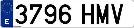 Ejemplo de matrícula española 3796 HMV