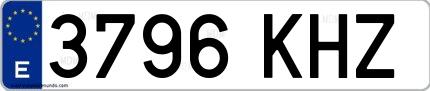 Ejemplo de matrícula española 3796 KHZ