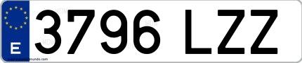 Ejemplo de matrícula española 3796 LZZ