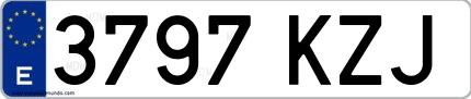 Ejemplo de matrícula española 3797 KZJ