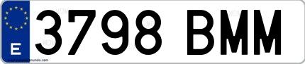 Ejemplo de matrícula española 3798 BMM
