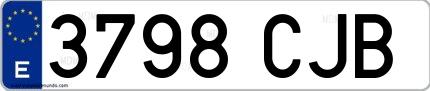 Ejemplo de matrícula española 3798 CJB