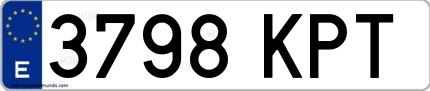 Ejemplo de matrícula española 3798 KPT