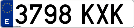 Ejemplo de matrícula de coche ordinaria 3798 KXK