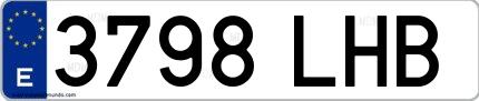 Ejemplo de matrícula española 3798 LHB