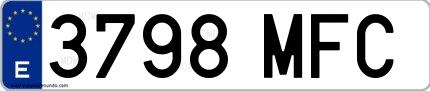 Ejemplo de matrícula española 3798 MFC