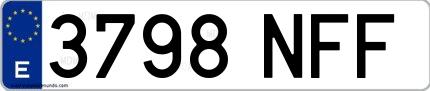 Ejemplo de matrícula española 3798 NFF