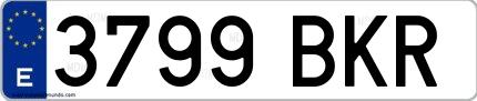 Ejemplo de matrícula española 3799 BKR