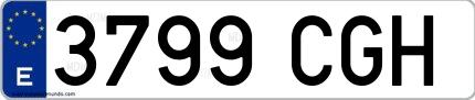 Ejemplo de matrícula española 3799 CGH