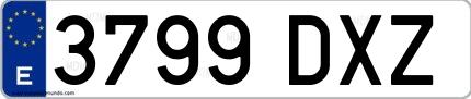 Ejemplo de matrícula española 3799 DXZ