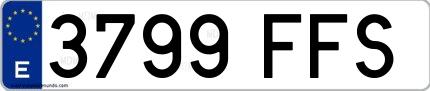 Ejemplo de matrícula española 3799 FFS