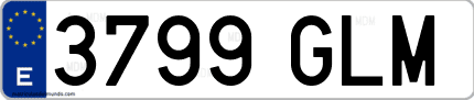 Ejemplo de matrícula de coche ordinaria 3799 GLM
