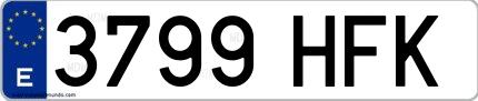 Ejemplo de matrícula española 3799 HFK