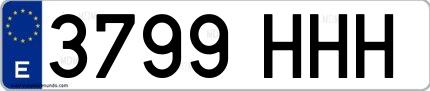 Ejemplo de matrícula española 3799 HHH