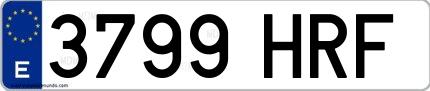 Ejemplo de matrícula española 3799 HRF
