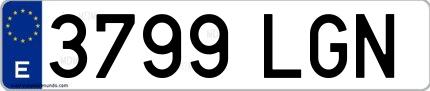 Ejemplo de matrícula española 3799 LGN