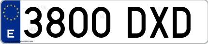 Ejemplo de matrícula española 3800 DXD
