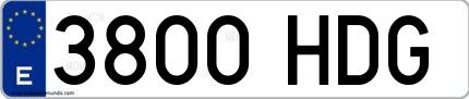 Ejemplo de matrícula española 3800 HDG