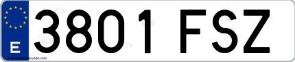 Ejemplo de matrícula española 3801 FSZ