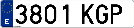 Ejemplo de matrícula de coche ordinaria 3801 KGP