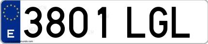Ejemplo de matrícula española 3801 LGL