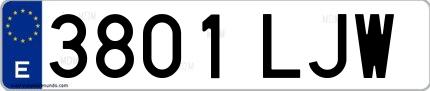 Ejemplo de matrícula española 3801 LJW