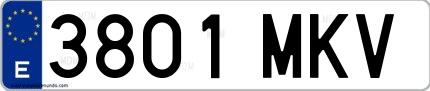 Ejemplo de matrícula española 3801 MKV