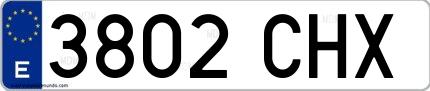 Ejemplo de matrícula española 3802 CHX