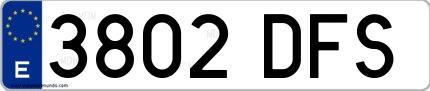 Ejemplo de matrícula española 3802 DFS
